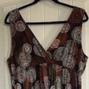 New York & Company Brown Sleeveless Patterned Dress